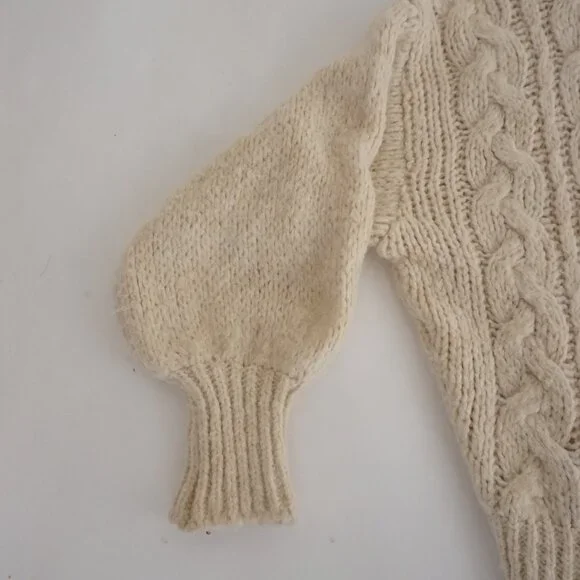 Charli Cream Cable Knit Button Front Cardigan Chunky Textured Grandpa One Size - Picture 8 of 10